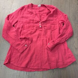 Mote‎ Shirt Womens 2XL Hot Pink Gauze Coastal Resort Vacation